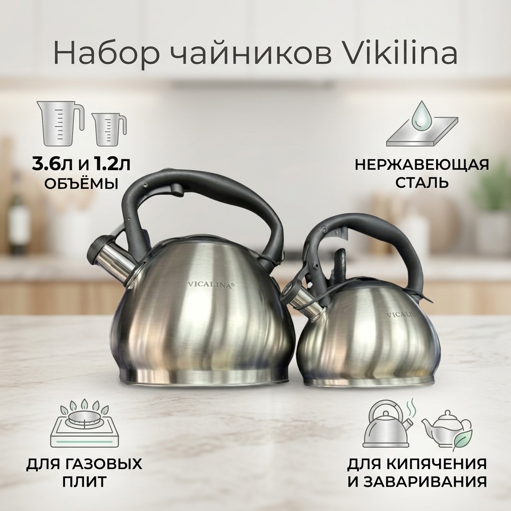 Набор чайников 30255107_284159882 3 л, нержавеющая сталь