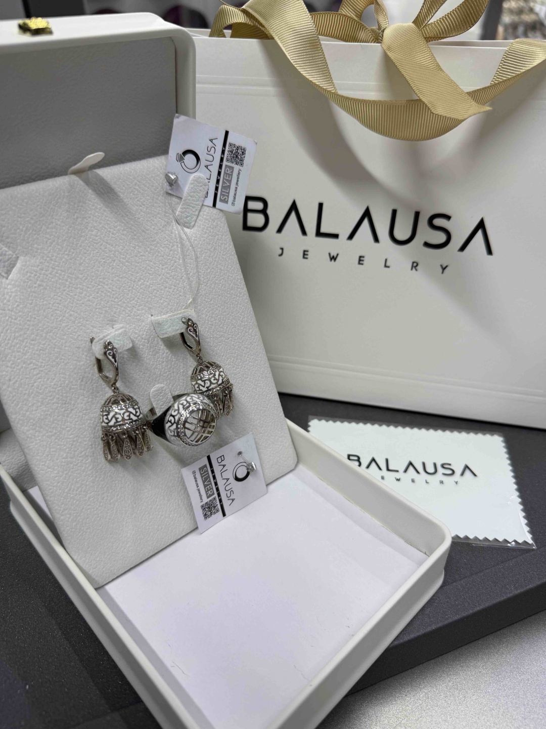 Balausa Jewelry Е068(1-2) 21р вес 20 г серебро, фианит, эмаль