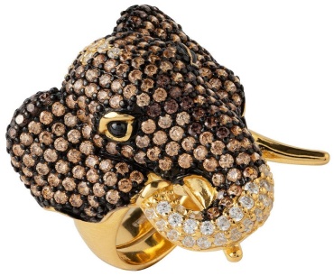 Кольцо Rebecca BUJAOB14 размер регулируемый бронза, кристаллы Swarovski, золотистый