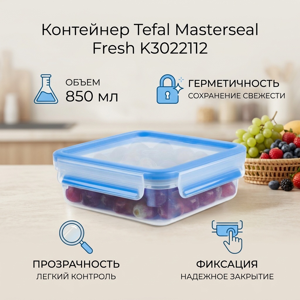 Tefal контейнер Masterseal Fresh K3022112 1 шт, пластик