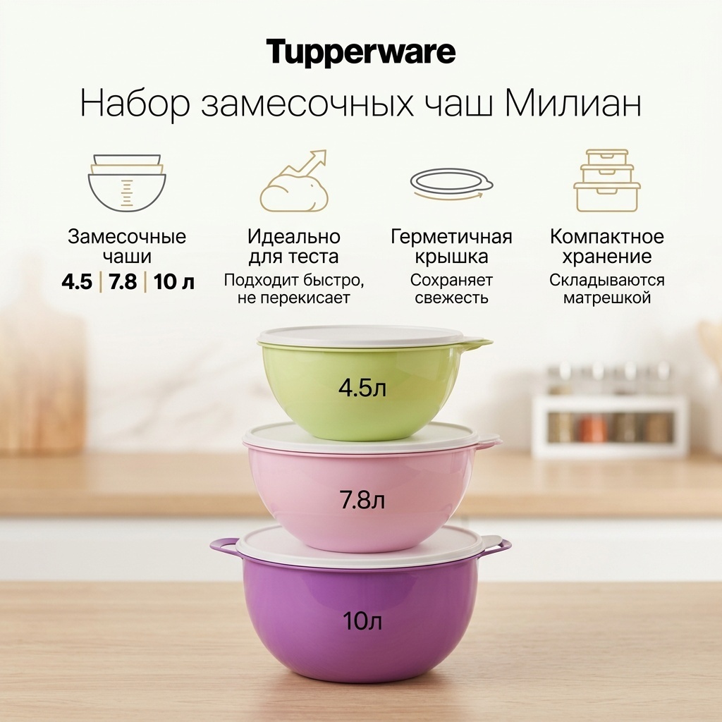 Tupperware набор контейнеров чаша Милиан, пластик