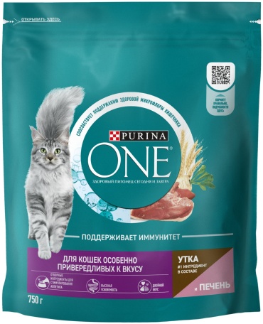 Purina One для привередливых утка, печень 0.75 кг