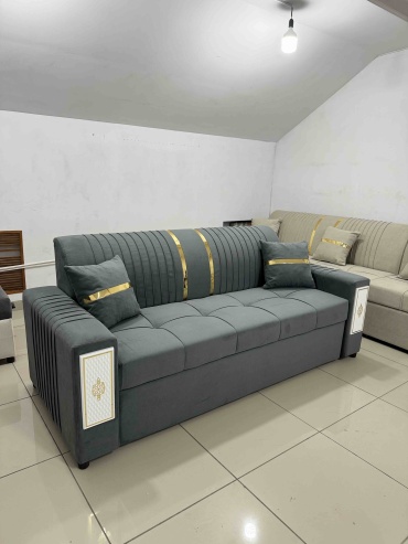 Диван MEBEL SENIM SM Rio, 220х92 см, обивка микровелюр, темно-серый