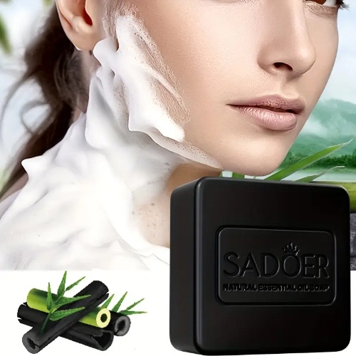 Кусковое мыло глицериновое SADOER Natural Бамбуковый уголь 100 г, фото 2