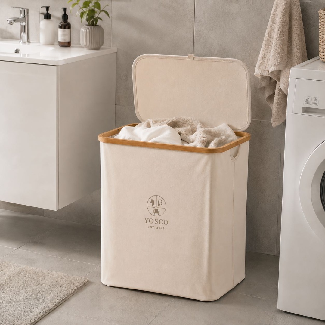 Yosco корзина для белья, игрушек 35x45x49 см, дерево, текстиль