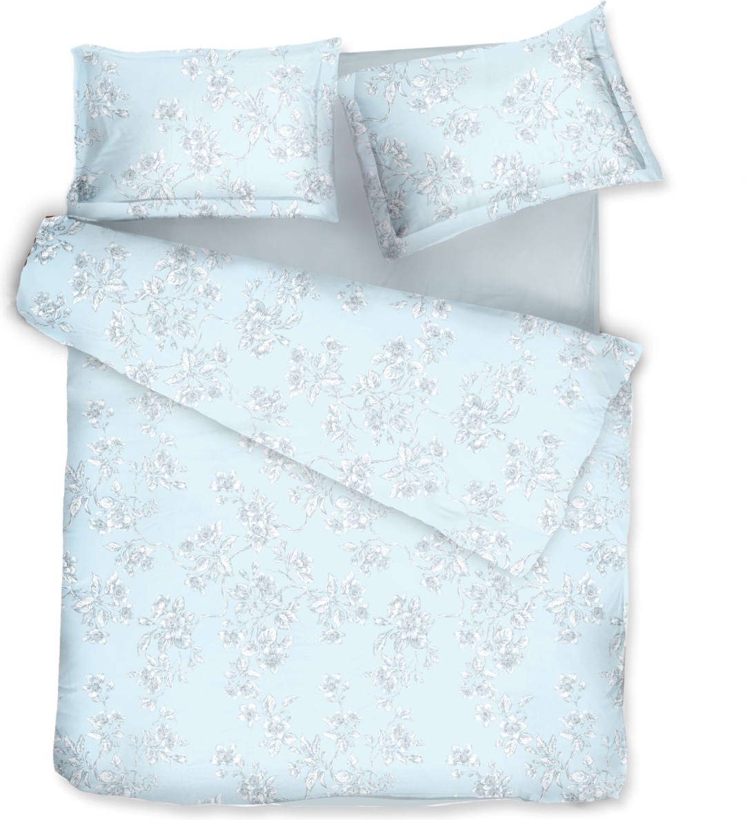 Комплект DECOFLUX Eden Light blue 2-спальный хлопок, сатин, 2 наволочки: 50x70 см