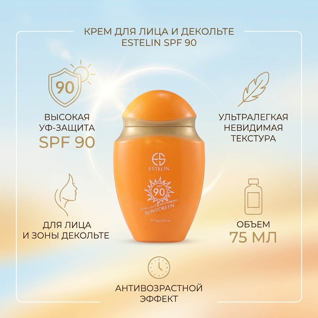 Estelin крем SPF90 для лица, для зоны декольте 75 мл