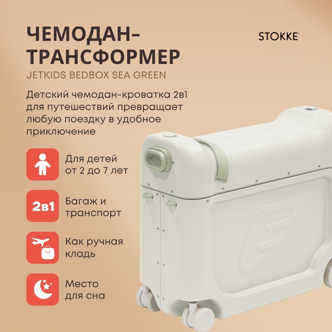Чемодан-трансформер Stokke JetKids BedBox ABS-пластик 19 л морская волна