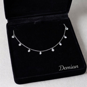 Колье Demian jewellery «Капельки» длина 45 см вес 4.06 г серебро, фианит