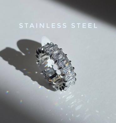 Кольцо Stainless Steel St-st1212 размер 17 нержавеющая сталь, цирконий, серебристый