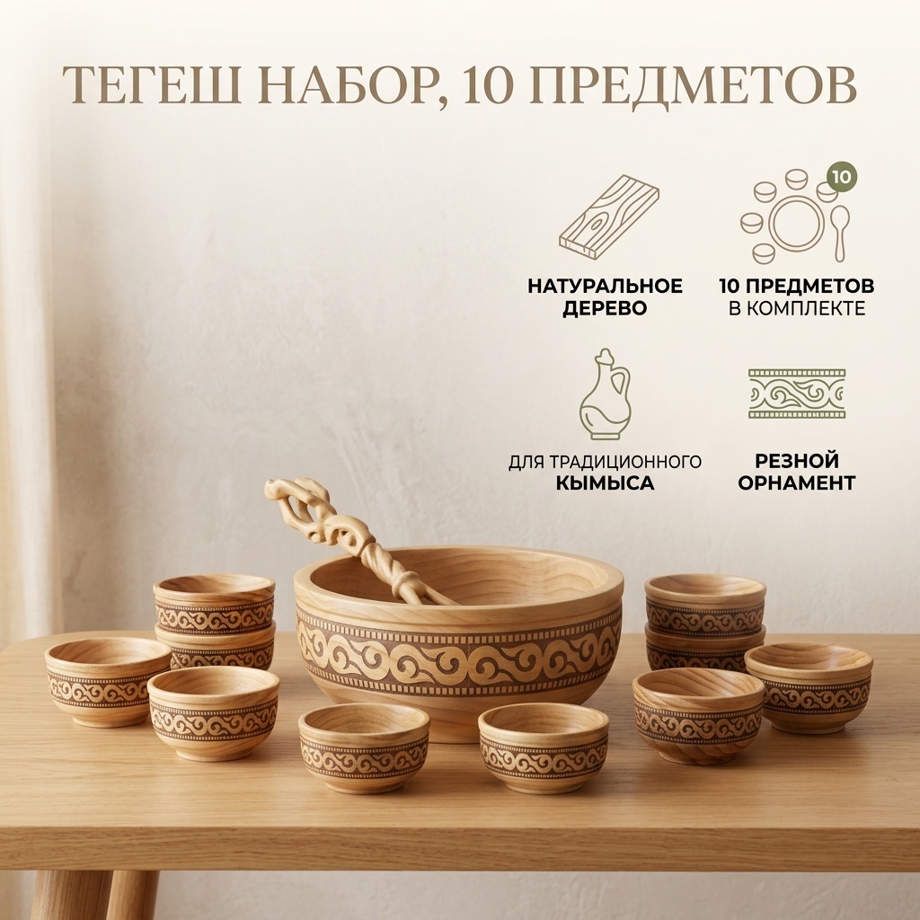 Тегеш для кымыса 20х30 см, дерево, 10 шт