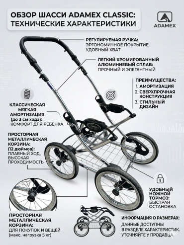 Рама для коляски Adamex серый, 1 шт