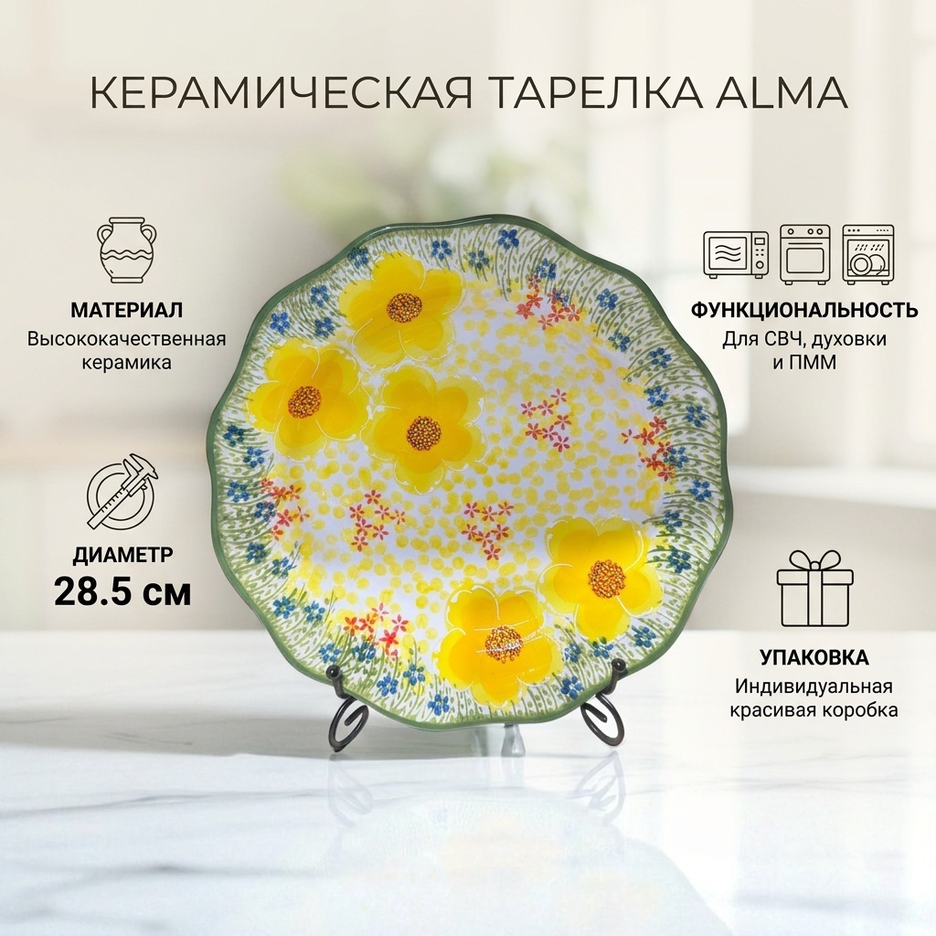 Тарелка Alma 28.5 см, 1 шт, керамика