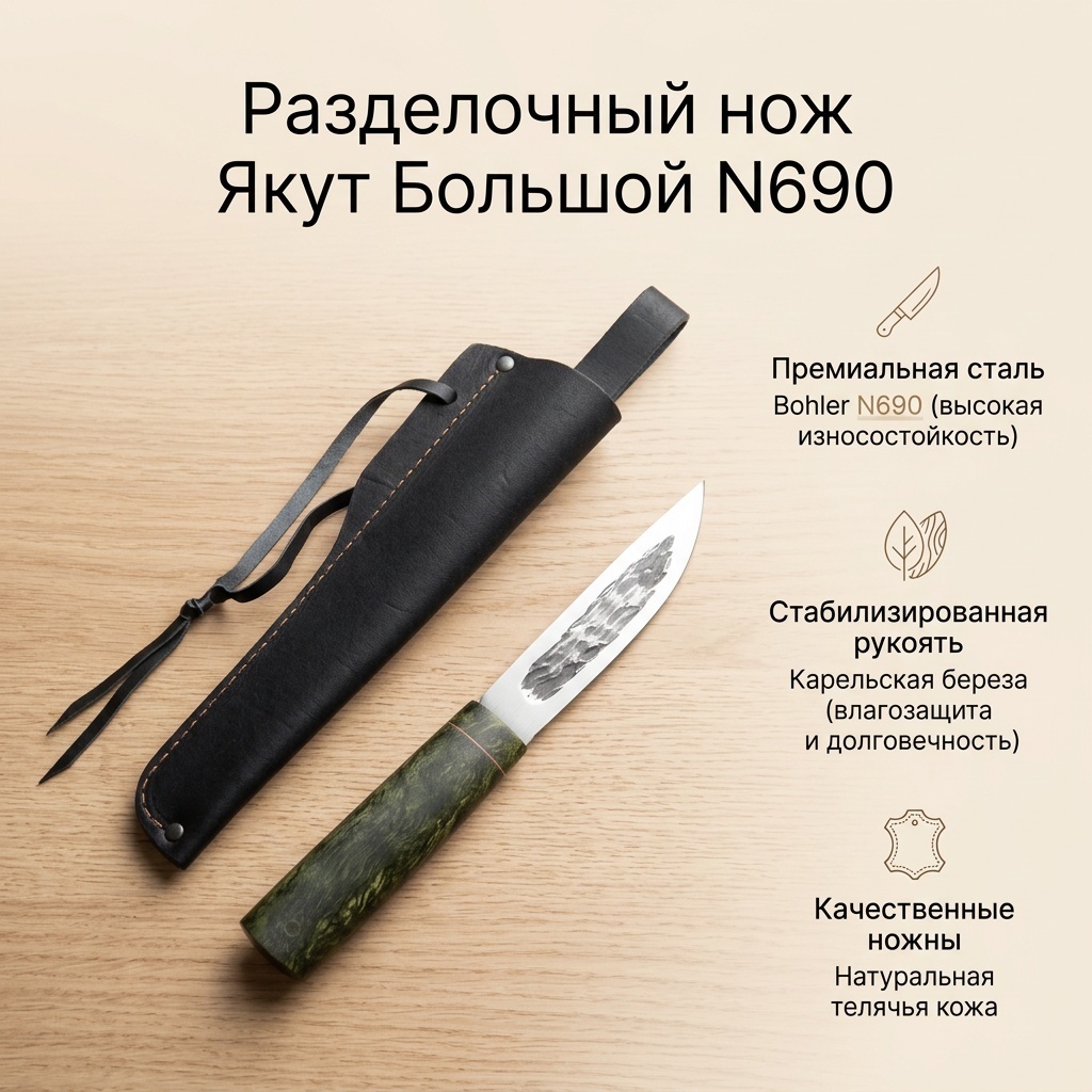 Нож разделочный Мастерская Самойлова, лезвие: нержавеющая сталь 1 шт