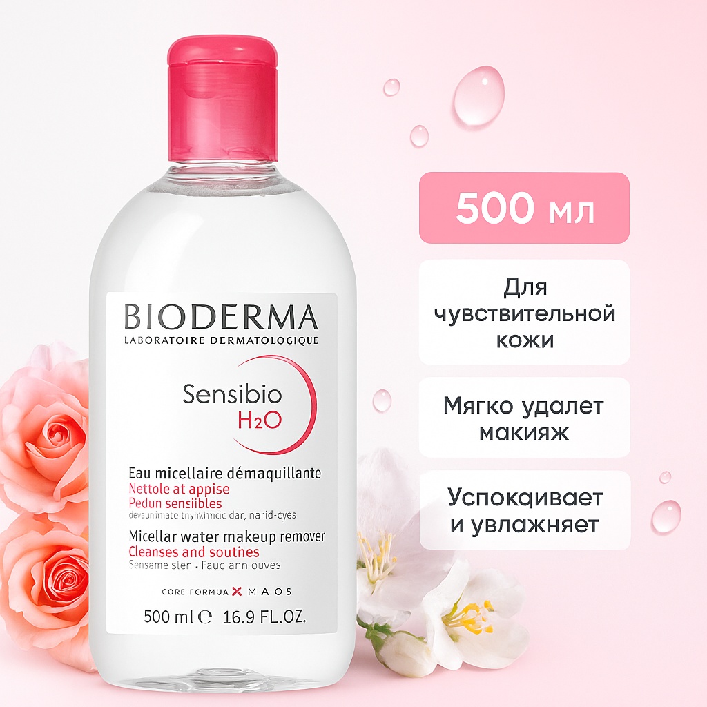 Bioderma Sensibio H2O Micellar Water: мицеллярная вода 500 мл