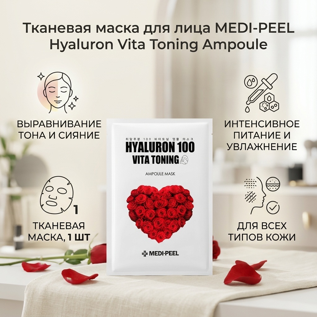 Маска для лица MEDI-PEEL тканевая Hyaluron Vita Toning Ampoule 1 шт