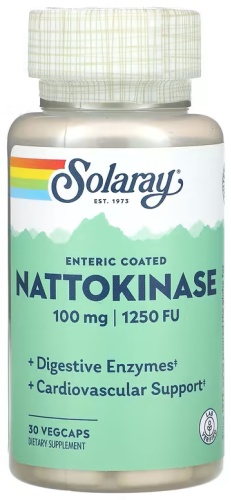 Аминокислота Solaray ENTERIC COATED NATTOKINASE 100 MG/1250FU нейтральный 30