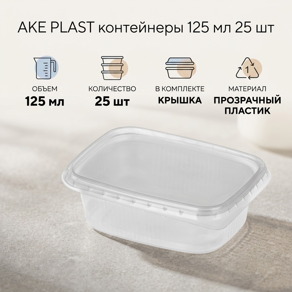 AKE PLAST контейнер Контейнер 125мл прозрачный 25 шт