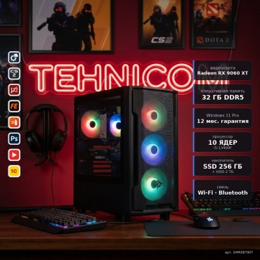 Tehnicom i5-13400F / 9060 XT 16 Гб / 32 Гб / 2000 Гб HDD+SSD 256 Гб / Win 11 Pro