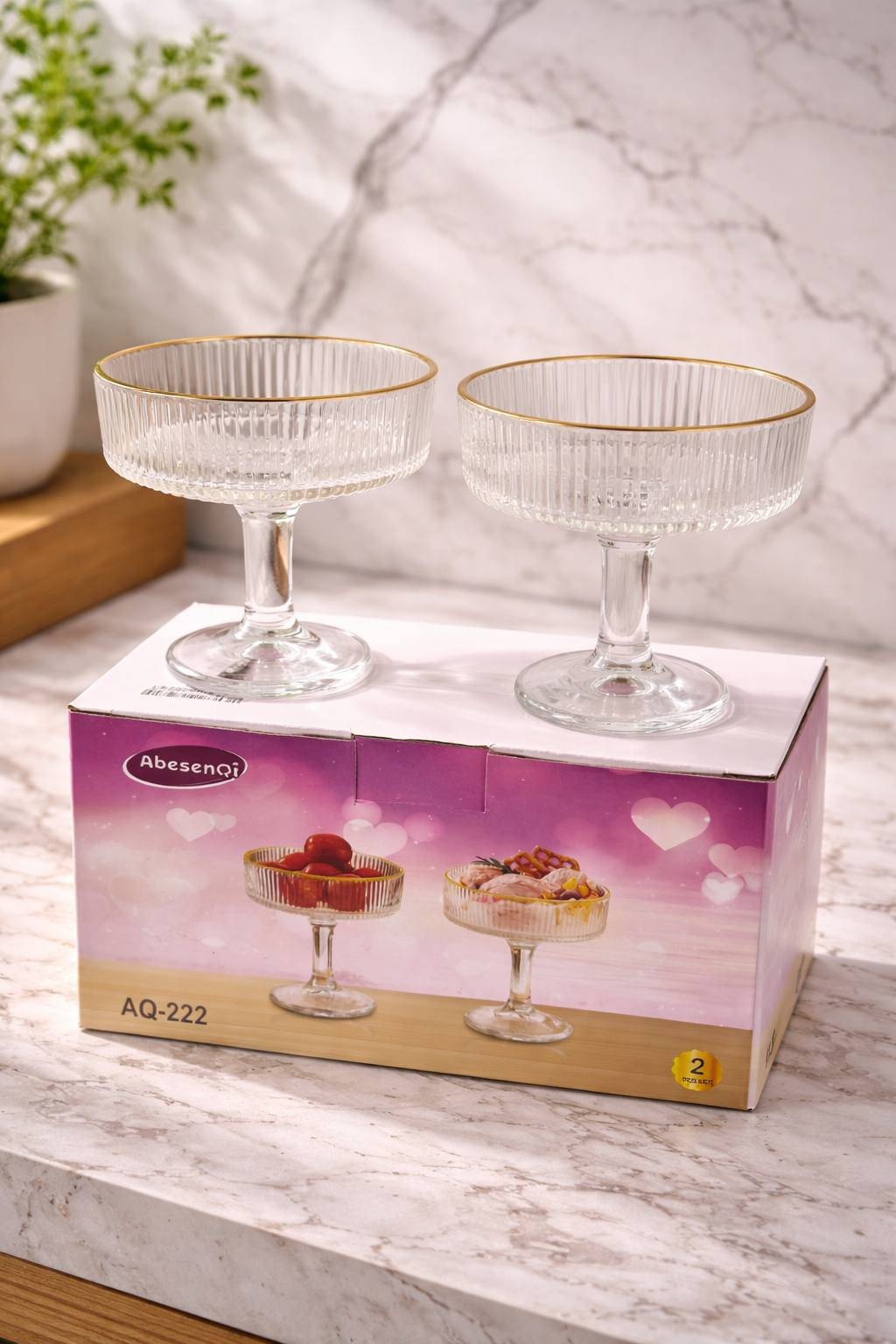 AbesenQi креманка AQ-222 круглая 2 шт, стекло