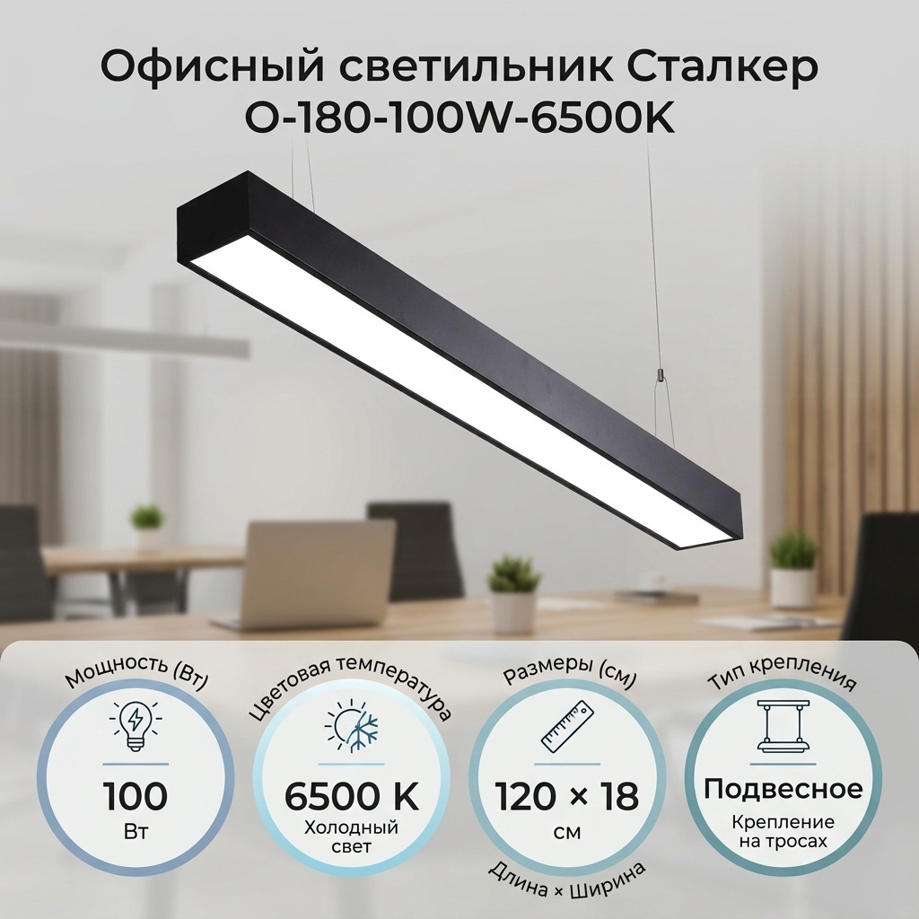 Светильник потолочный Сталкер без цоколя 100 Вт черный