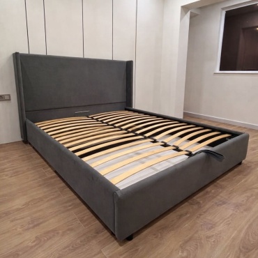 Кровать DEM DESIGN RELAX двуспальная, 180x200 см (с матрасом, подъёмный механизм) темно-серый