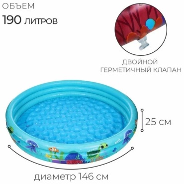 Бассейн надувной 777934357, 146x146x25 см