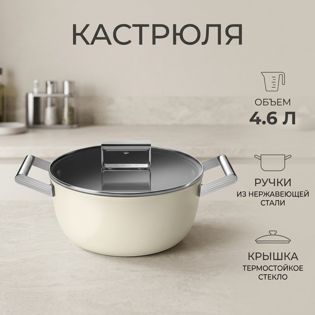 Кастрюля 4.6 л, CKFC2411CRM нержавеющая сталь