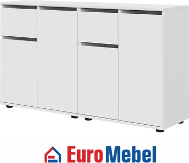 Комод Euromebel КМ 6/2, 135.2x34x75 см, белый