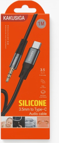 Кабель Kakusiga USB TypeC (F), 1 м, KAKUSIGA Silicone 3.5mm to Type-C Audio Cable (1м) черный