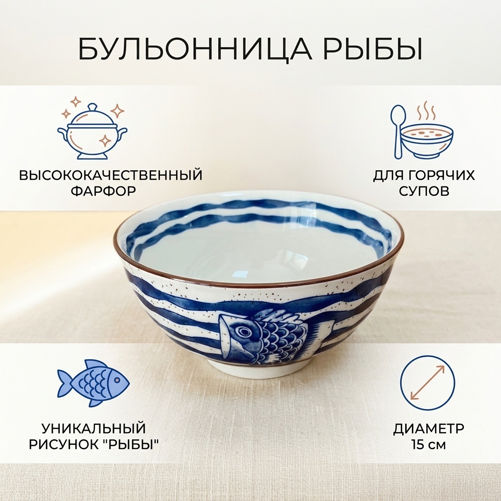 Суповая тарелка 15 см, 1 шт, фарфор
