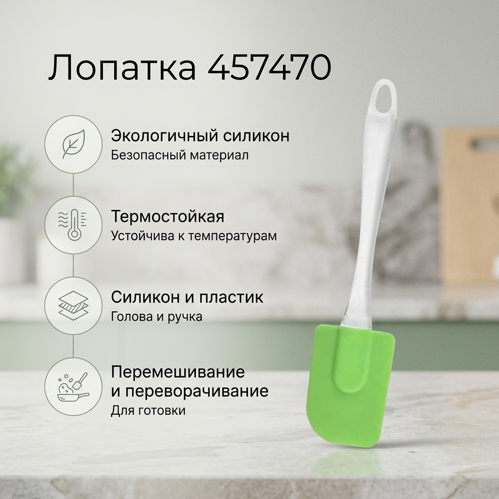 Лопатка пластик, силикон, 1 шт