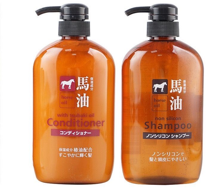 Kumano Horse Oil Шампунь и кондиционер с лошадиным жиром и маслом камелии (набор) шампунь-кондиционер 1200 мл