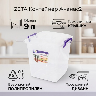 ZETA контейнер Ананас2 1 шт, полипропилен