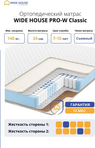 Матрас WIDE HOUSE PRO-W Classic, 170x195x24 см