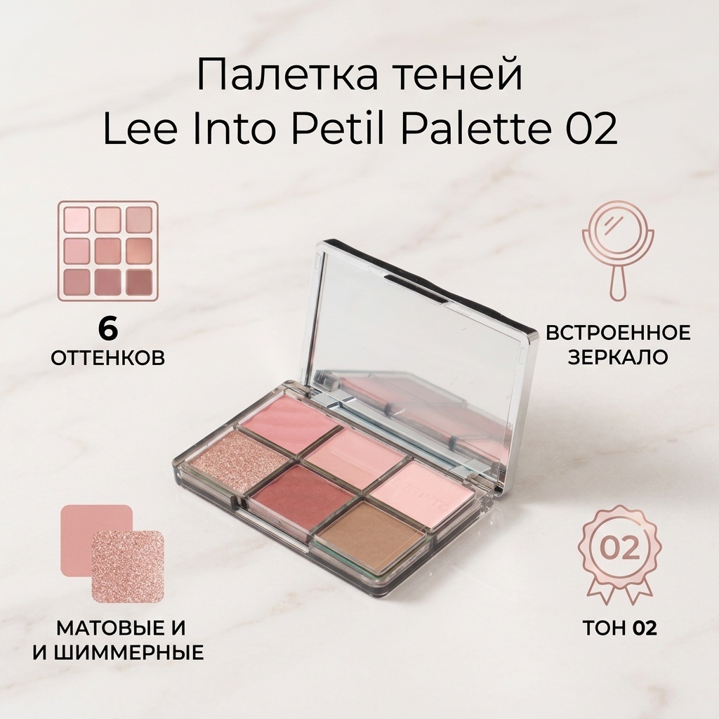 Lee Into тени прессованные Petil Palette Eyeshadow 02