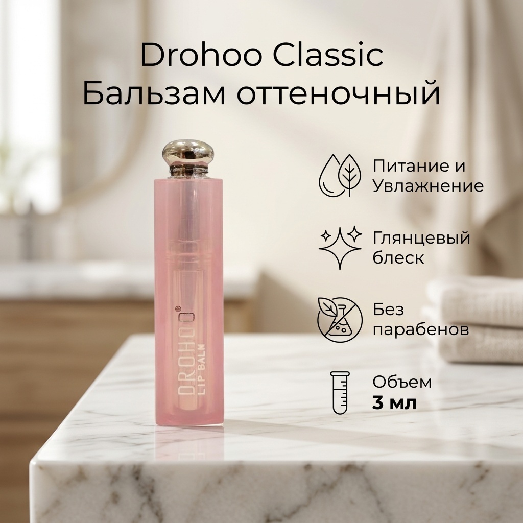 Drohoo Classic бальзам оттеночный для губ Pink