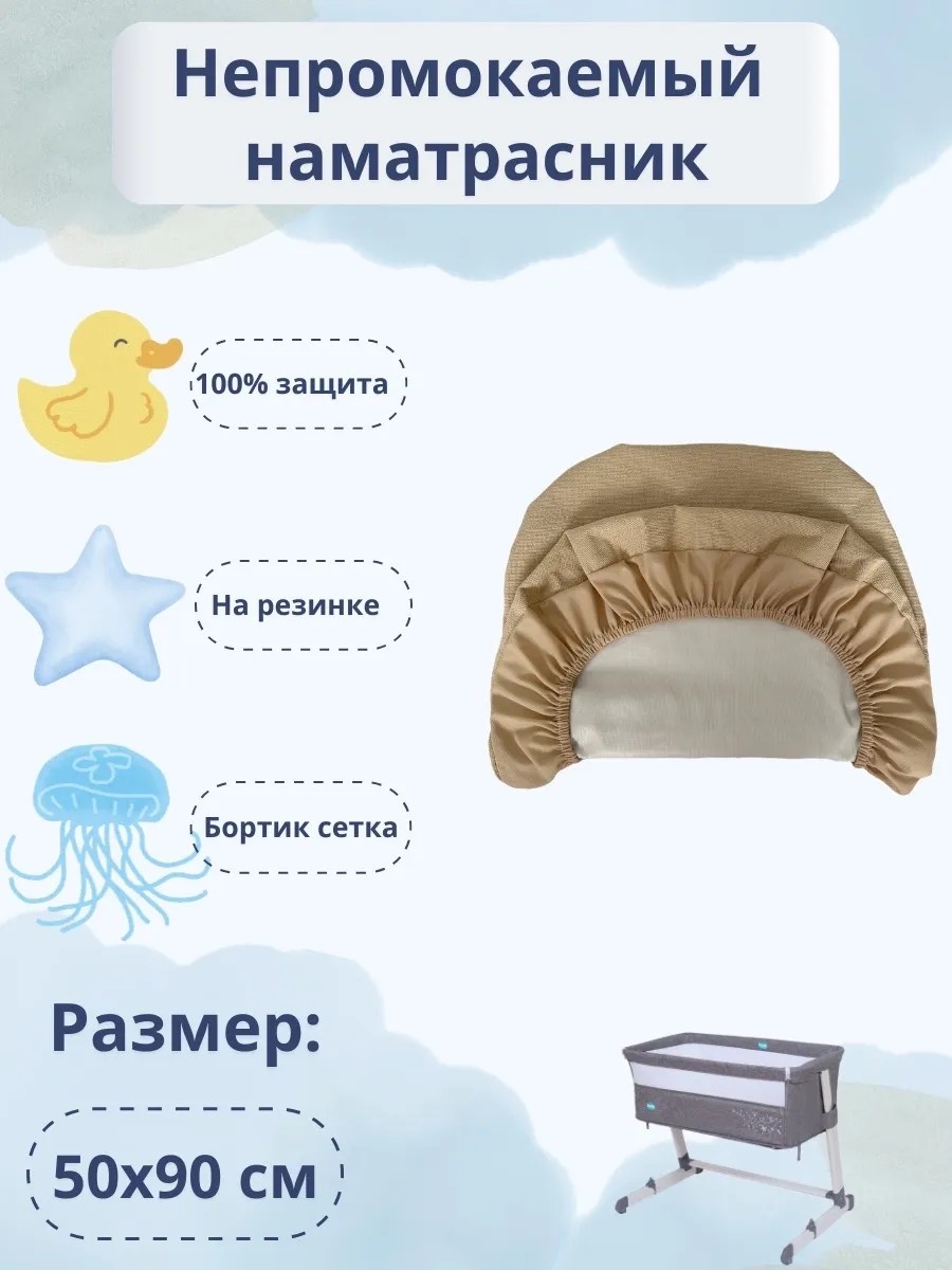 Наматрасник на резинке BabyGood 90x100, микрофибра