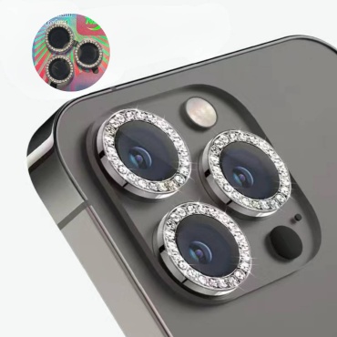 Стекло ОЕМ для Apple iPhone 16 Pro Max Защитные линзы со стразами черный