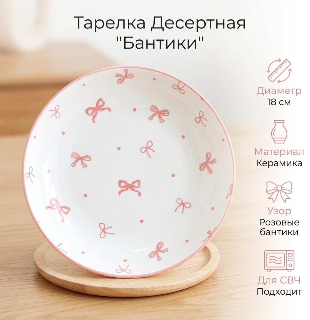 Десертная тарелка 18 см, 1 шт, керамика