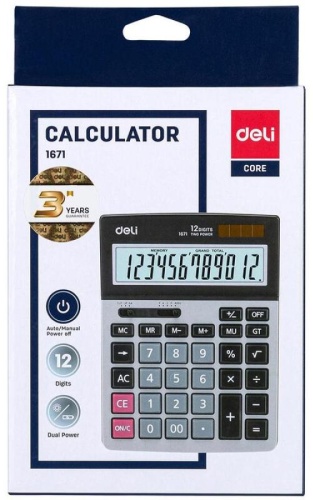 DELI E1671, 12-разрядный, серебряный