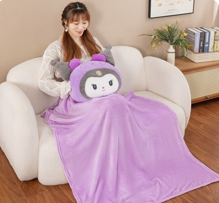 Плед Подушка Kuromi 110х160 см, плюш, фланель, фиолетовый