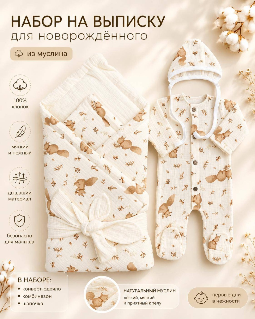 Комплект BABES бежевый, молочный