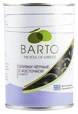 Barto маслины черные с косточкой в рассоле 400 г