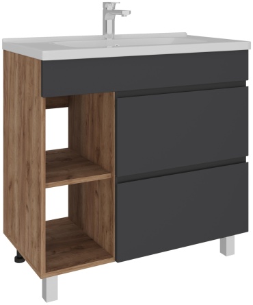 Тумба с раковиной AVK A4 ТР 2Я+Н 1000 К, 100x70x45 см, коричневый, графит
