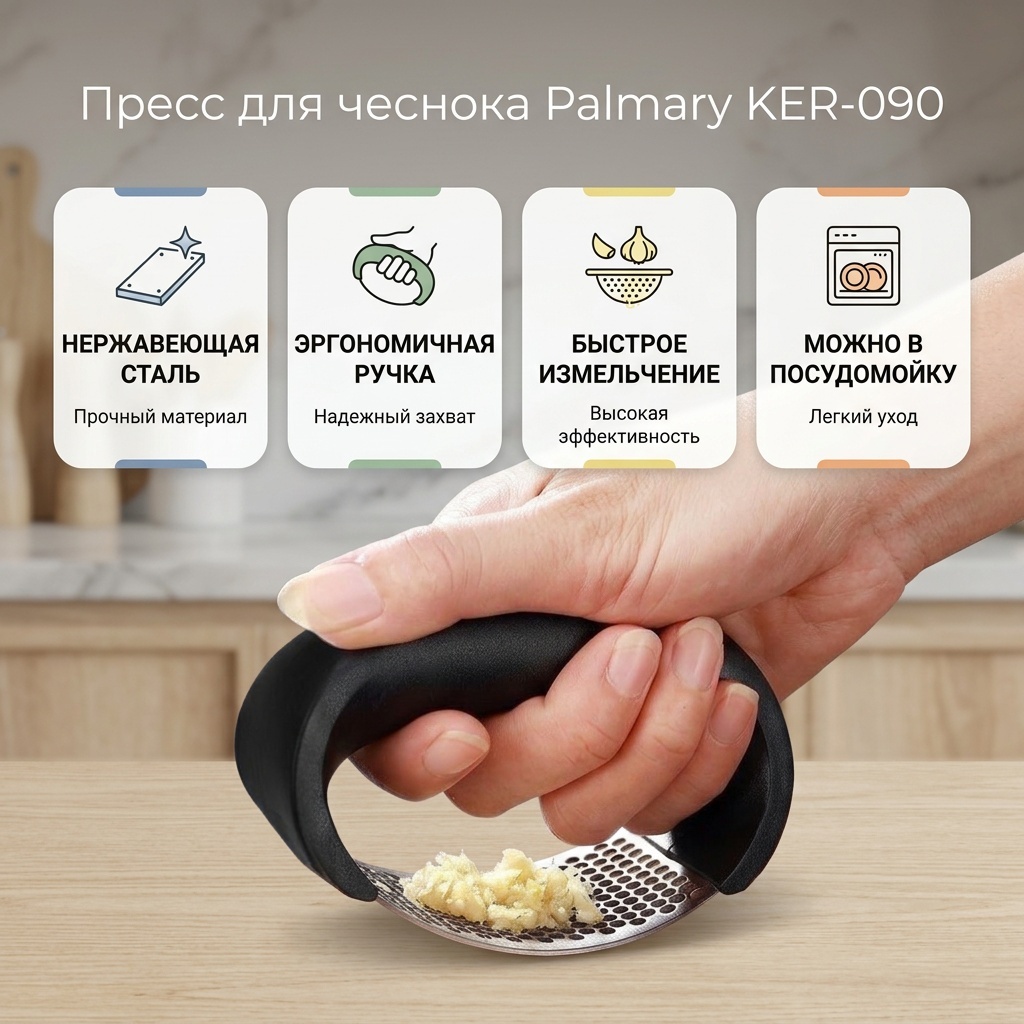 Пресс для чеснока Palmary нержавеющая сталь, 1 шт