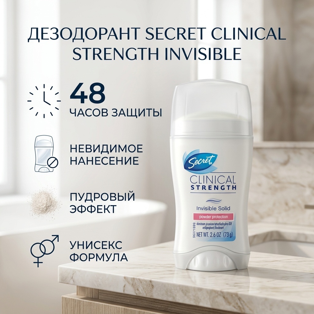 Secret Clinical Strength Invisible дезодорант-антиперспирант унисекс 73 г