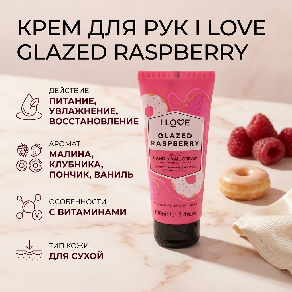 I LOVE Glazed Raspberry крем для рук 100 мл
