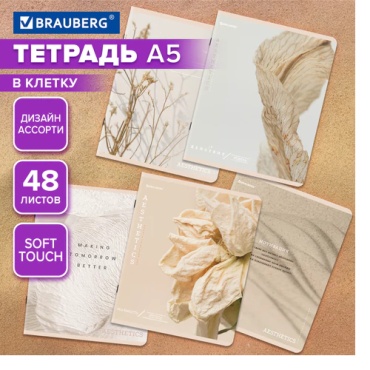 Набор общих тетрадей Brauberg 405330, 48 л, А5, клетка, мягкая обложка, 5 шт