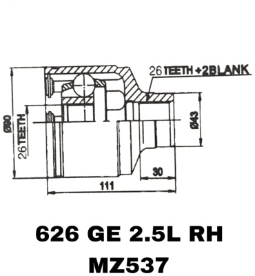 A.D.A.L AUTO шрус внутренний MZ-537